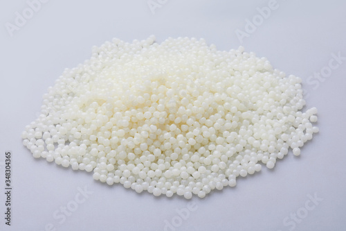Obraz na plátně White PET granules, polymer resin, plastic granulate for injection molding process