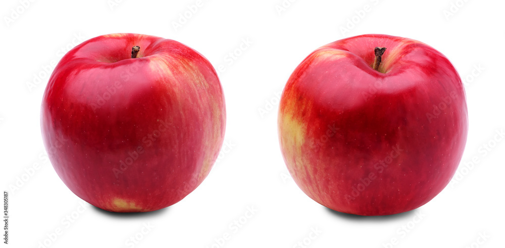 Fresh red apple, different sides, isolated on white background. Fresh red apple, different sides, isolated on white background.