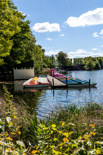 Nuremberg, Bavaria / Germany - May 06, 2020. The recreation area Dutzendteich near the Kongresshalle in Nuremberg. photo