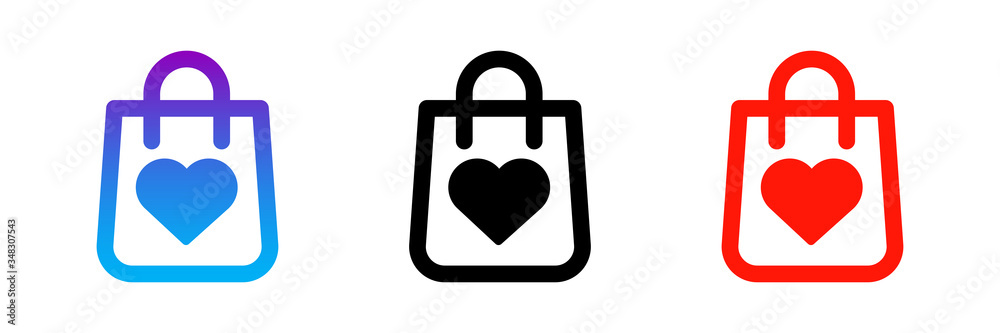 Favourite shopping bag. Social media concept gesign. Vector isolated elements.  Isolated vector sign symbol.