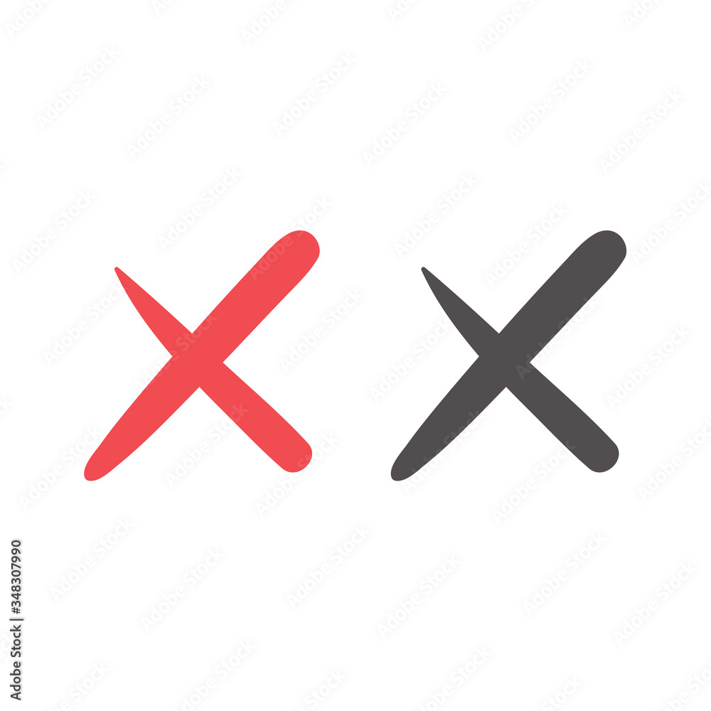 X Marks .Two Crossed Vector. Stock vector illustration isolated on white background.