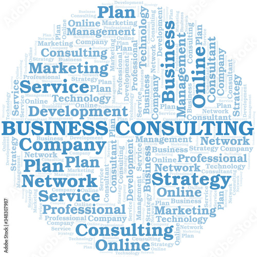 Business Consulting typography vector word cloud.