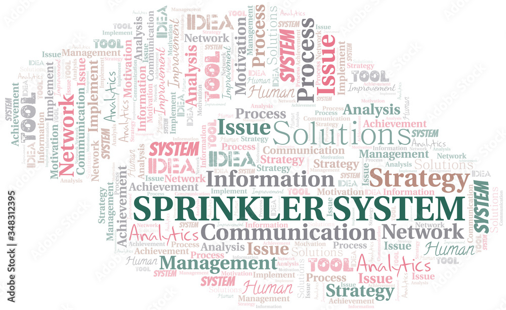 Sprinkler System typography vector word cloud.
