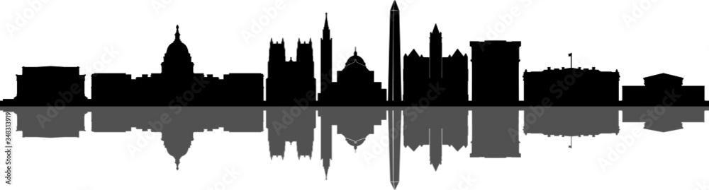 WASHINGTON D.C. Columbia City Skyline Silhouette Cityscape Vector