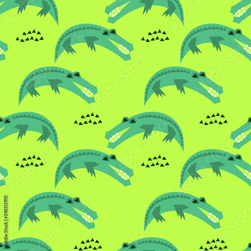 African animal seamless pattern. Crocodile background for children s textiles  Wallpaper and other surfaces