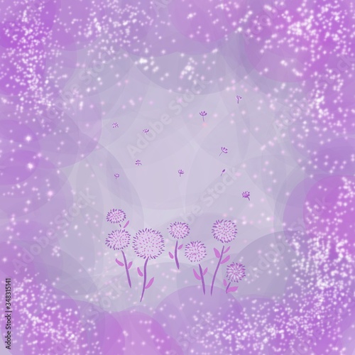 purple dandelions on a purple fairy background