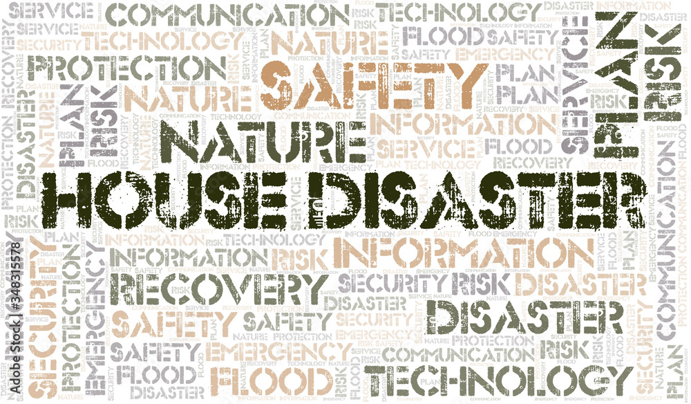 Fototapeta premium House Disaster typography word cloud.