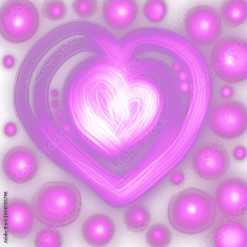neon purple valentines heart and balls