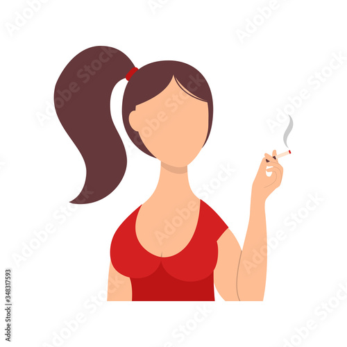 smoking girl, woman with a cigarette. vector illustration.