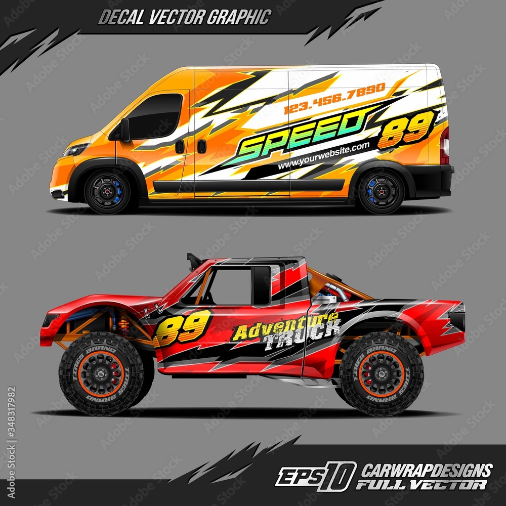Car wrap decal graphic design. Abstract stripe racing and sport ...