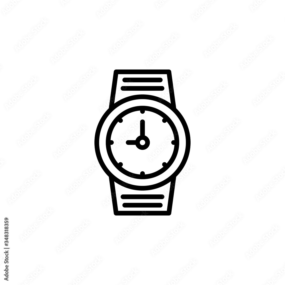 Wristwatch icon template in line art style on white background, Wristwatch symbol vector sign isolated on white background illustration for graphic and web design Wristwatch icon template in line art style on white background, Wristwatch symbol vector sign isolated on white background illustration for graphic and web design