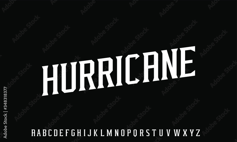 hurricane, vintage bold and strong font alphabet vector