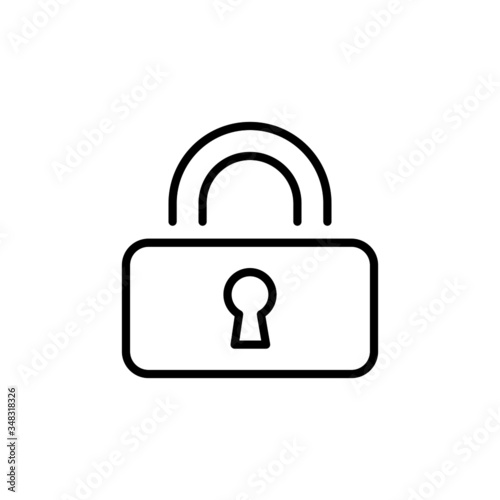 Lock icon template in line art style on white background, Security symbol vector sign isolated on white background illustration for graphic and web design