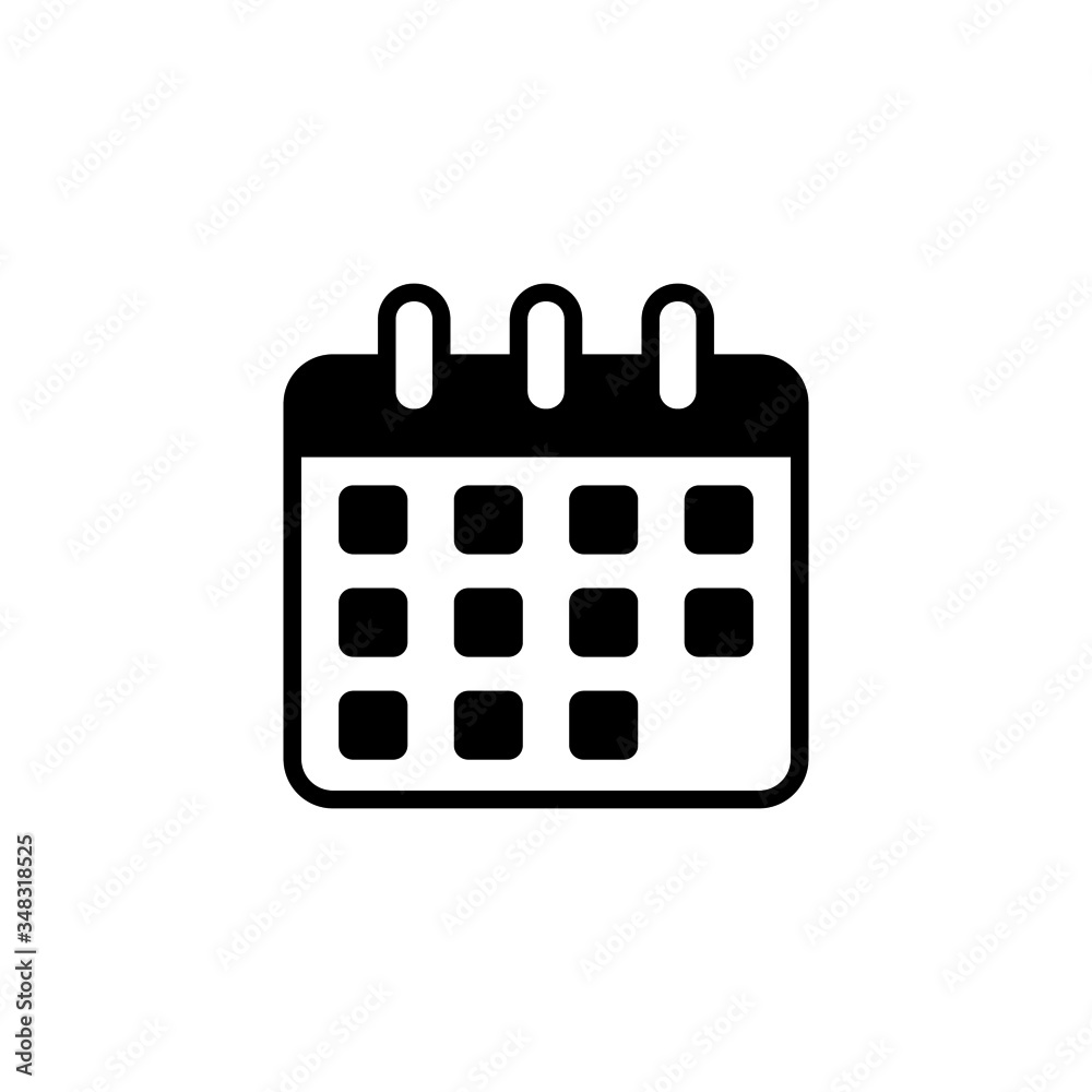 Flat calendar icon template in black flat design on white background, Calender on the wall symbol vector sign isolated on white background illustration for graphic and web design Flat calendar icon template in black flat design on white background, Calender on the wall symbol vector sign isolated on white background illustration for graphic and web design