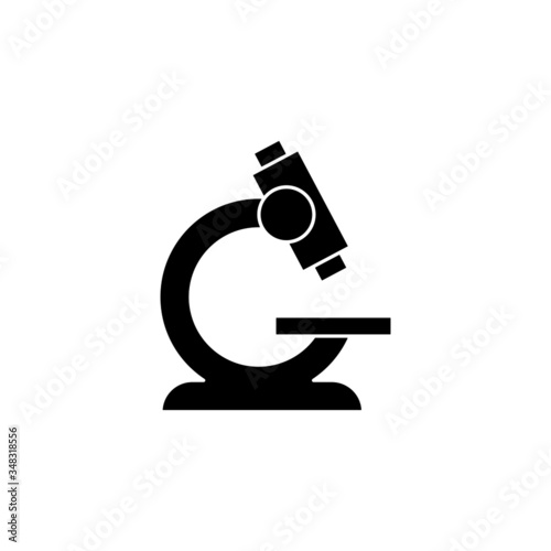 Microscope icon template in black flat design on white background, Microscope symbol vector sign isolated on white background illustration for graphic and web design