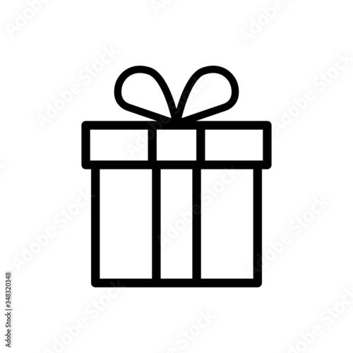 Gift box sign icon isolated in line art style on white background, Vector illustration, Eps 10