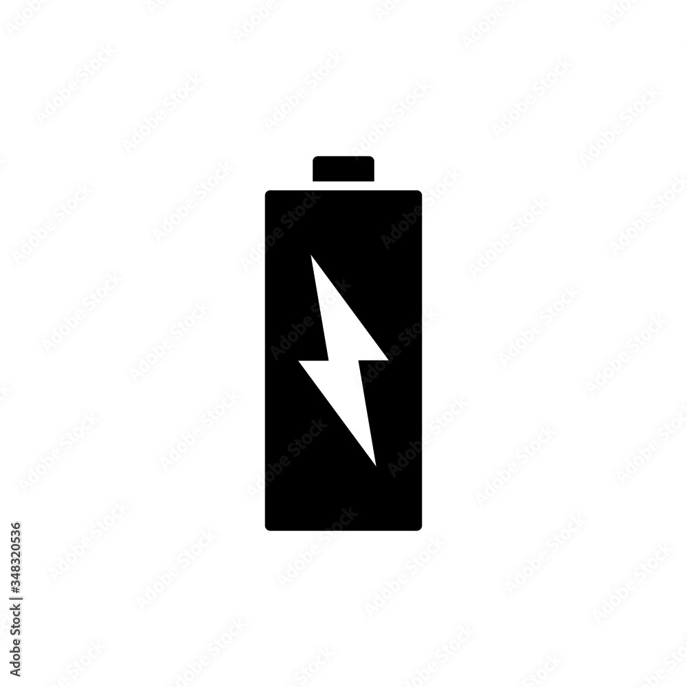 Battery icon isolated in black flat design on white background, Vector illustration Eps 10 Battery icon isolated in black flat design on white background, Vector illustration Eps 10
