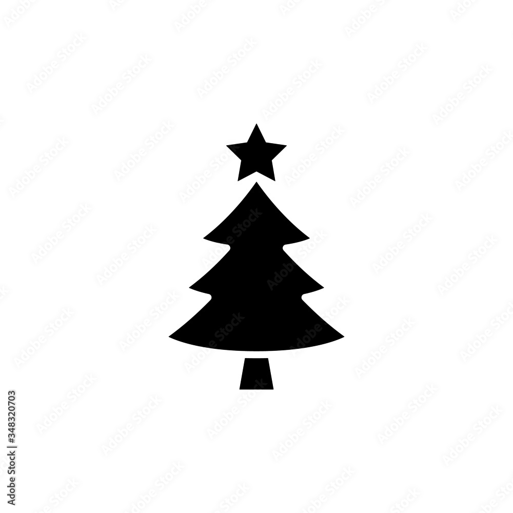 Christmas tree isolated in black flat design on white background, Vector illustration, Eps 10 Christmas tree isolated in black flat design on white background, Vector illustration, Eps 10