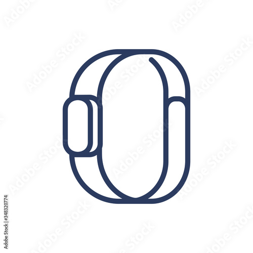 Smart bracelet thin line icon. Watch, clock, wristwatch isolated outline sign. Digital devices and electronic gadgets concept. Vector illustration symbol element for web design and apps