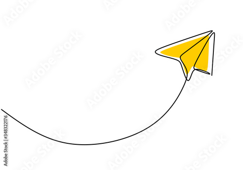 Paper plane, creative symbol. Continuous one line drawing, minimalist style. vector illustration concept of creativity. photo