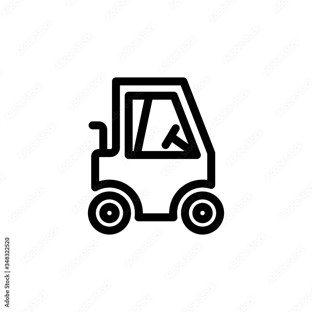 Construction truck vector icon in line art style on white background, filled flat sign for mobile concept and web design, Industrial vehicle icon, Construction machine symbol, logo illustration
