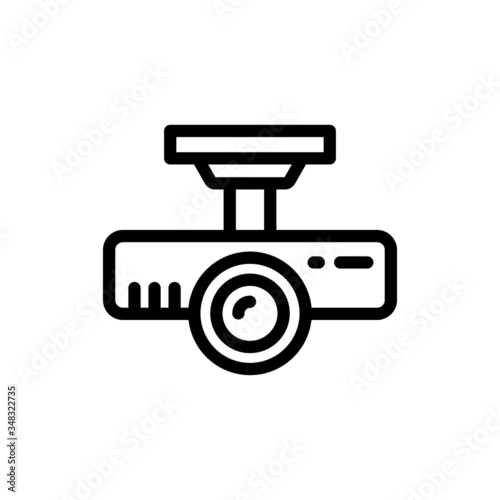 Vehicle dvr camera icon in line art style on white background, sign for mobile concept and web design, Hd dvr recorder outline vector icon, Symbol, logo illustration, Vector graphics