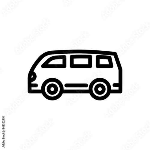 Retro Camper Van vector icon in line art style on white background  Minivan filled flat sign for mobile concept and web design  Old van bus glyph icon  Passenger vehicle symbol  logo illustration  Vec
