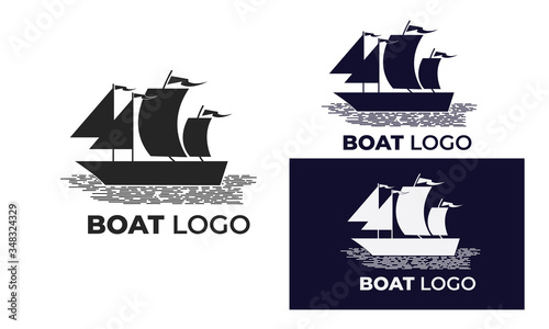 boat logo with style modern , can also be used yacht logo ,sailboat logo , beneteau , fishing boat, surfing  photo