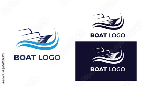 boat logo with style modern , can also be used yacht logo ,sailboat logo , beneteau , fishing boat, surfing  photo