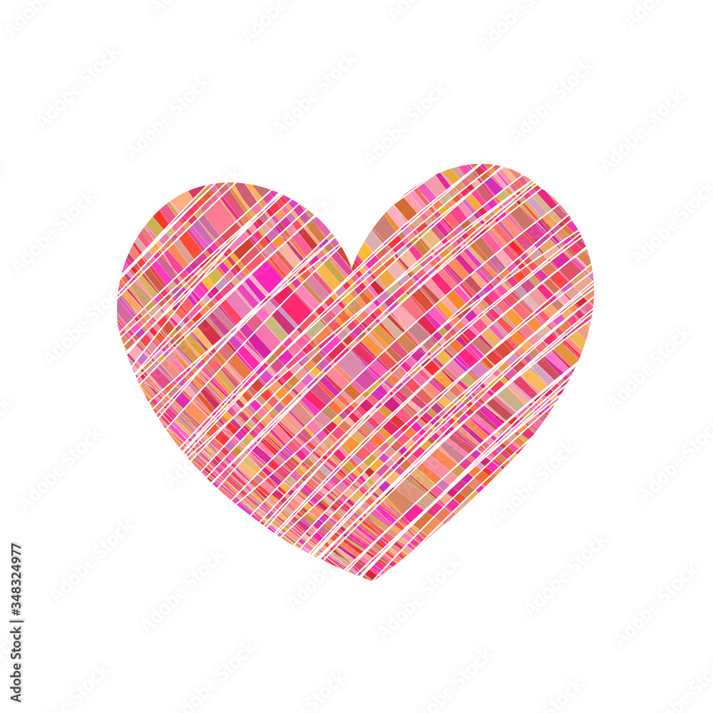 Isolated Heart picture in red hues with mosaic multicolored elements