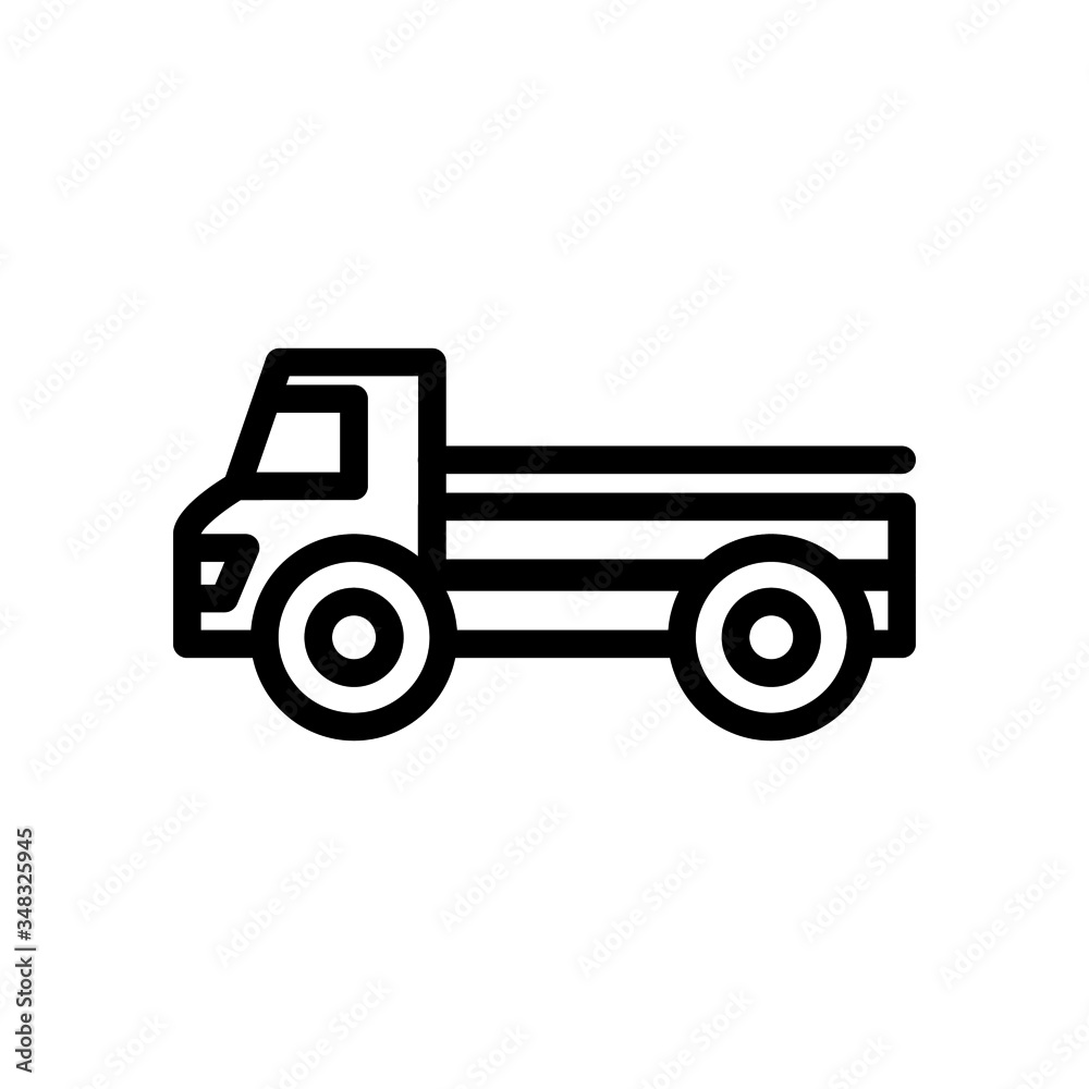 Pickup truck vector icon in outline style on white background, Transportation, auto filled flat sign for mobile concept and web design, Symbol, logo illustration Pickup truck vector icon in outline style on white background, Transportation, auto filled flat sign for mobile concept and web design, Symbol, logo illustration