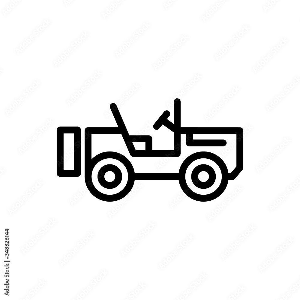 Military off road vehicle icon vector in outline style on white background, filled flat sign, solid pictogram isolated on white, Symbol, logo illustration Military off road vehicle icon vector in outline style on white background, filled flat sign, solid pictogram isolated on white, Symbol, logo illustration
