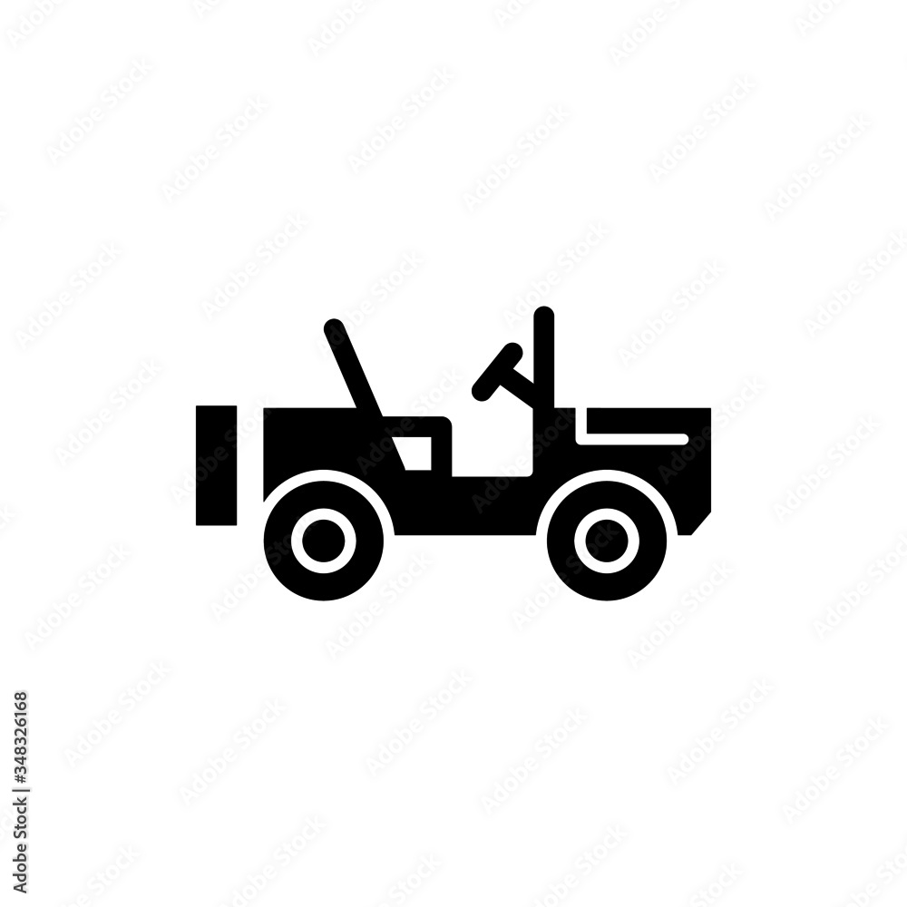 Military off road vehicle icon vector in black flat design on white background, filled flat sign, solid pictogram isolated on white, Symbol, logo illustration Military off road vehicle icon vector in black flat design on white background, filled flat sign, solid pictogram isolated on white, Symbol, logo illustration