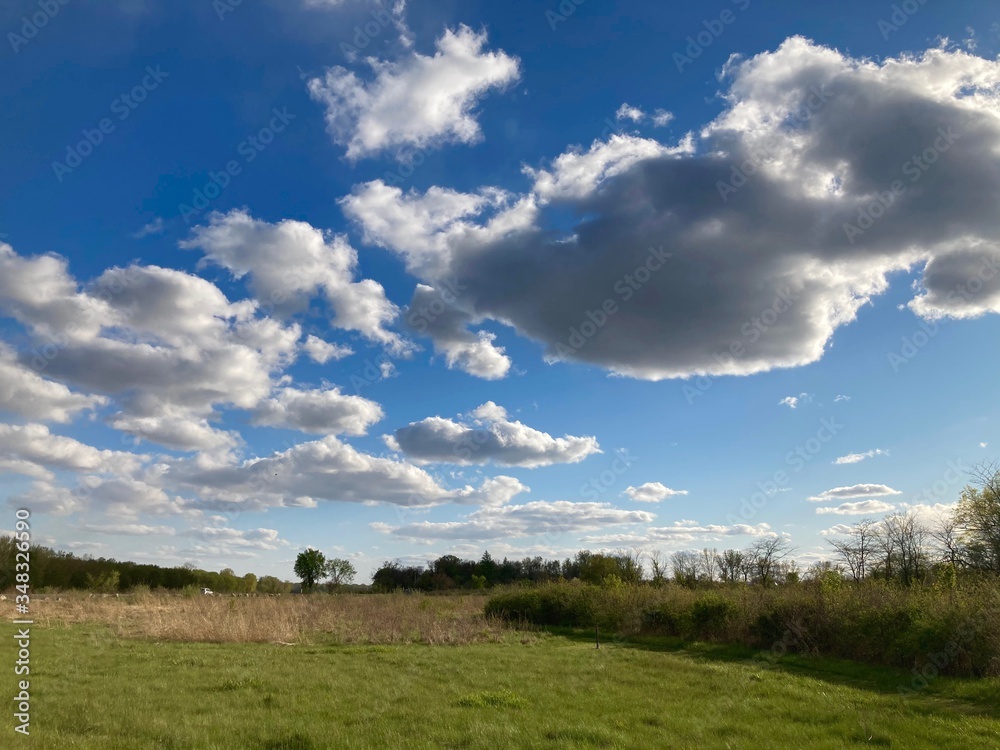 landscape with clouds in spring