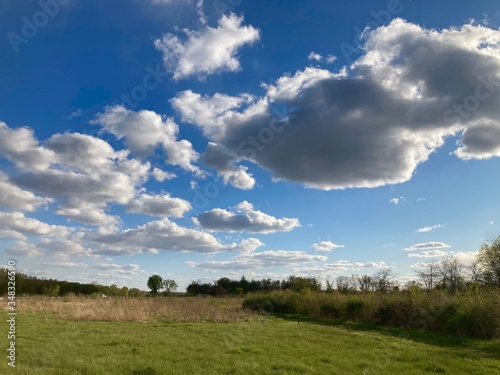 landscape with clouds in spring