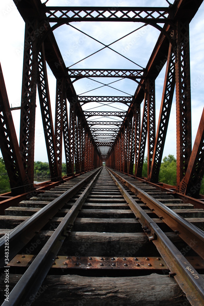 iron bridge with train track