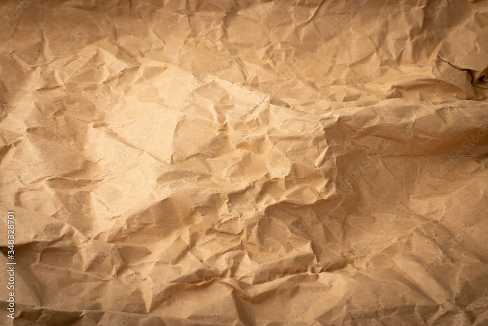 Obraz premium Wrinkled Kraft Paper Texture, Brown Vintage Paper Background
