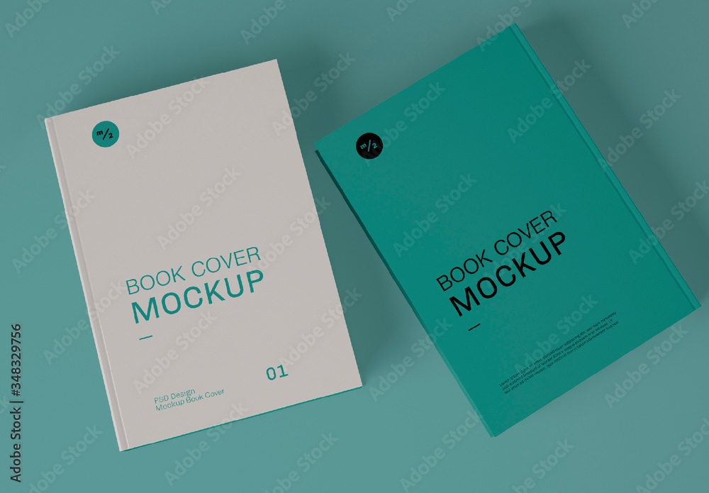 Top View of Two Book Covers Mockup Stock Template Adobe Stock