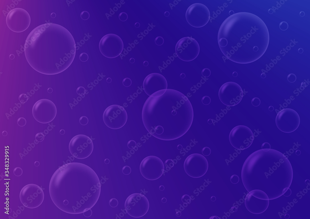 abstract background with bubbles on blue purple gradient background