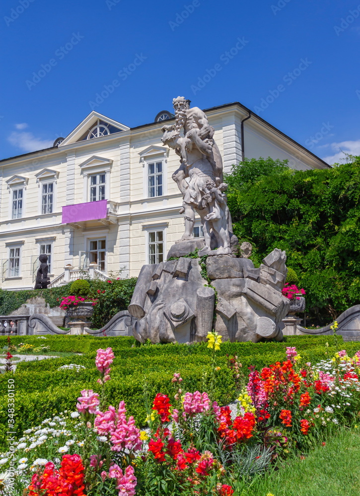 Statue at the Mirabell gardens by beautiful summer day, Salzburg, Austria