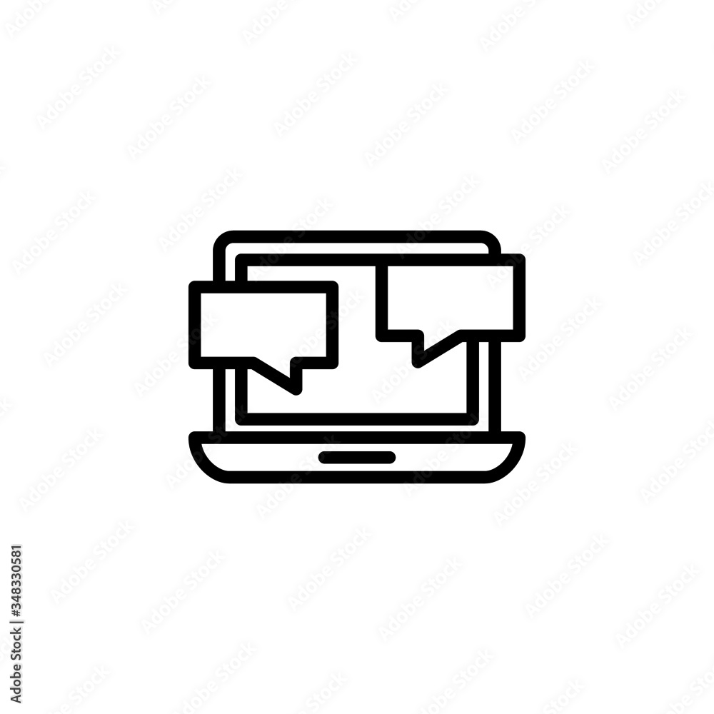 Online chat vector icon in linear, outline icon isolated on white background Online chat vector icon in linear, outline icon isolated on white background