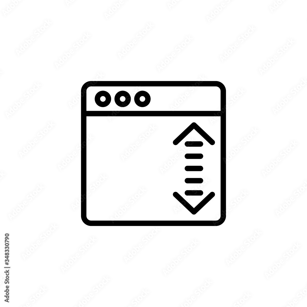 Scrolling icon vector in linear, outline icon isolated on white background Scrolling icon vector in linear, outline icon isolated on white background