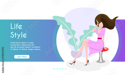 Woman straightens her hair sitting on a chair.