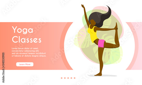 Yoga classes. Female character.