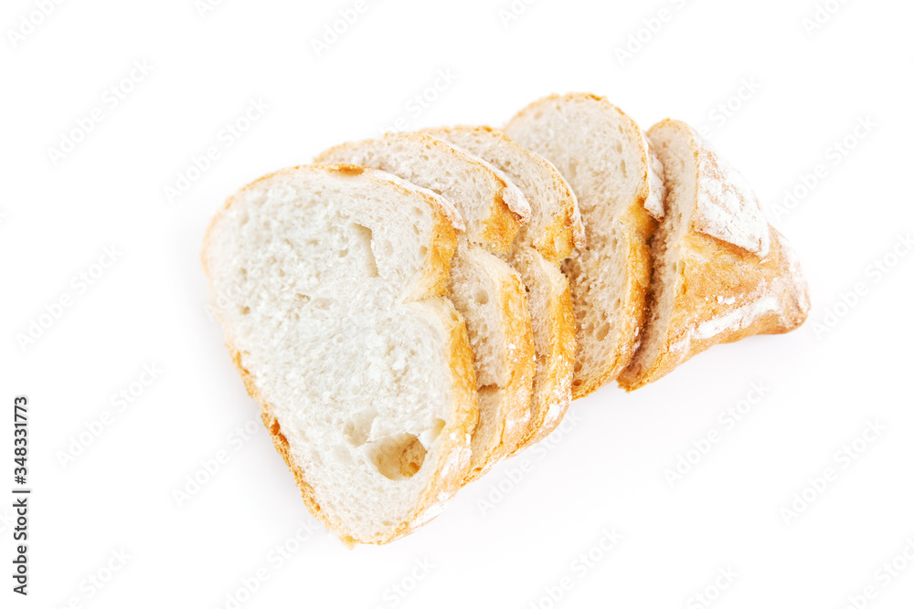 Homemade freshly baked bread.Sliced bread.Isolated on white