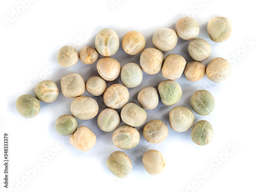 Dried green peas isolated on white background