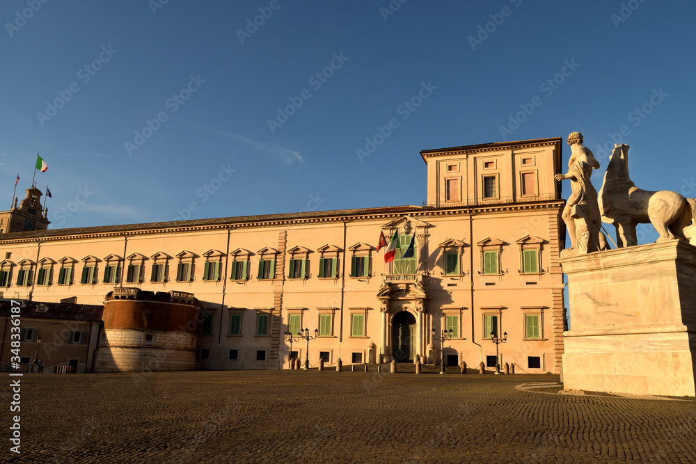 View of the Quirinale Palace closed without tourists due to phase 2 of the lockdown