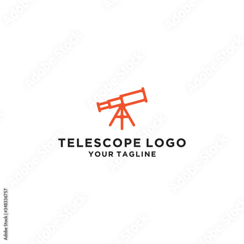 Telescope logo line stile vector design template