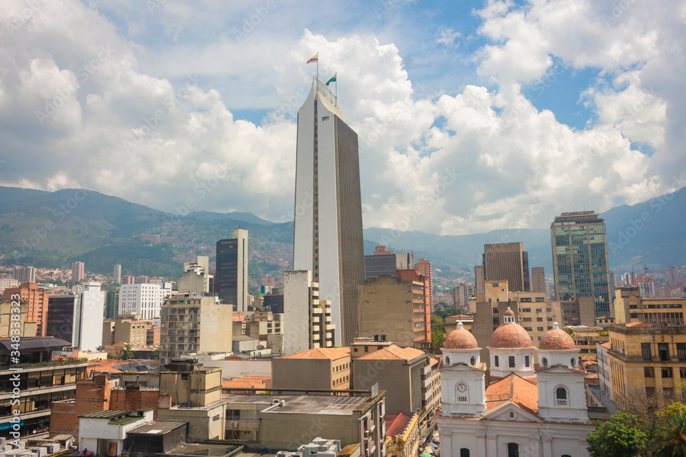 Fototapeta premium Medellín, Antioquia / Colombia. November 22, 2018. Medellín is the capital of the mountainous province of Antioquia (Colombia). Nicknamed the 