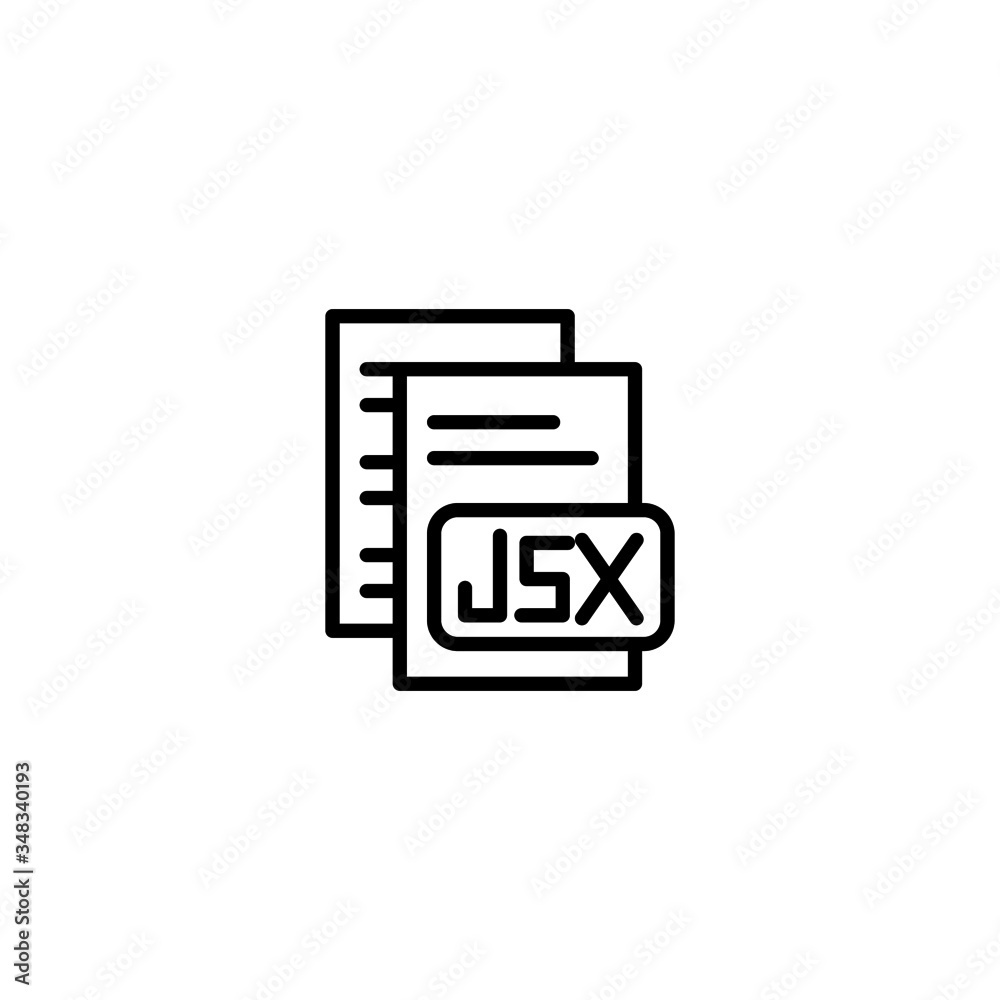 Jsx icon vector in linear, outline icon isolated on white background Jsx icon vector in linear, outline icon isolated on white background